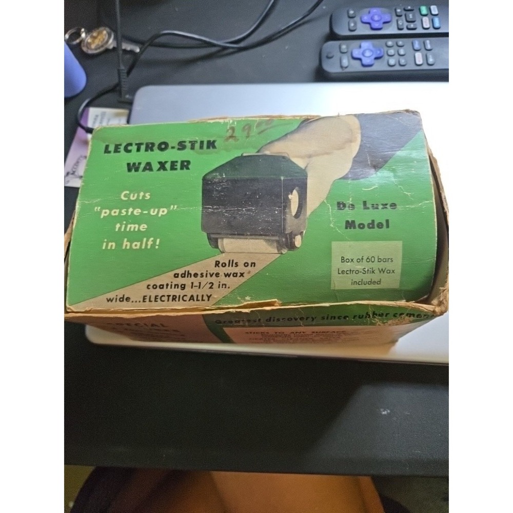 1960 Lectro-Stik Waxer De Luxe Model - Vintage Electric Roll On Adhesive Tool